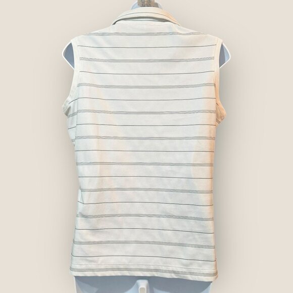Nike Golf Womens Sleeveless Polo Shirt White Striped Dri-Fit Lightweight Size M - Picture 2 of 4